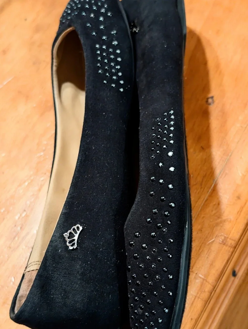 Fergalicious By Fergie Black Embellished Ballet Flats Size 11W.